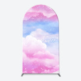 Aperturee - Pink Blue Clouds Sparkle Arch Backdrop For Birthday